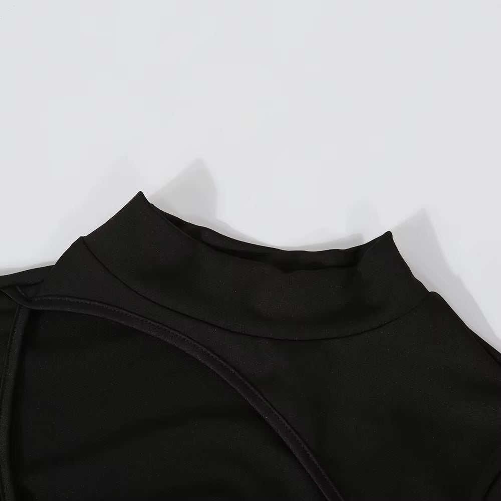 Black Turtleneck Women‘S Bodysuit 2019 Autum Sexy Hollow Out Long Sleeve Bodysuit Casual Rompers Solid Color Slim Jumpsuit Body