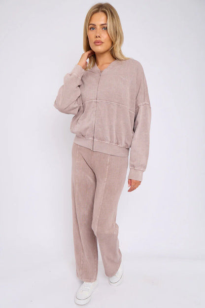 Women Bomber Oversize Baggy 2 Piece Lounge Wear Casual Set Ladies Suit Tracksuit