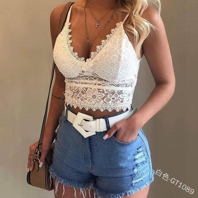 Hot Sale Wireless Lace Ladies Sexy Bra Ladies plus Size Wireless Bra Sexy Underwear V-Neck Underwear Bra