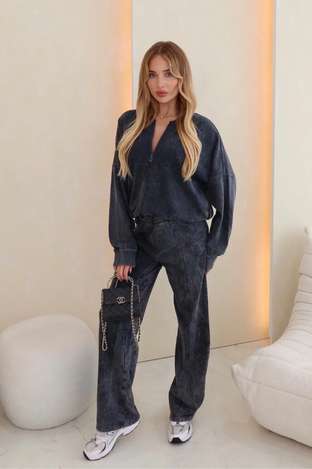 Women Bomber Oversize Baggy 2 Piece Lounge Wear Casual Set Ladies Suit Tracksuit